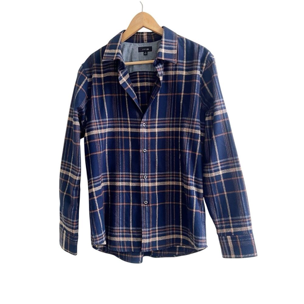 Joe's Jeans L71602 Mens Navy Boucle Flannel Button-Down Shirt Size Medium Preppy - Picture 1 of 8